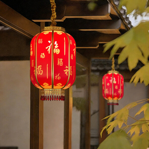 All-Copper 2026 à prova d'água Balcony Palace Lantern, Chinese Red Hanging Decor