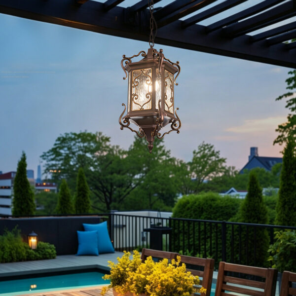 Outdoor Pendant Light, Waterproof, for Courtyard, Pavilion, Sunroom and Balcony