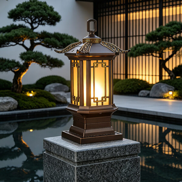 New Chinese externo Post Top luminária para Garden Wall e Villa Gate Column