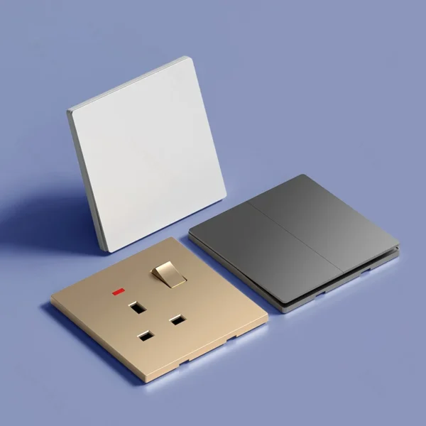 Kamanni L8-39 Grey Universal UK 13A Electric Wall Switch 2 USB 2 Type-C portas 4 Outlets IP20 para Fan dimerização lâmpada Control