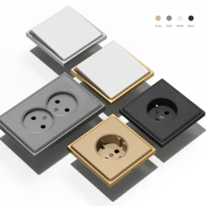 Wall Mounted SAT TV Socket Durable 16A Electrical Switch with 2 Outlets & 4 USB Ports for Home Use