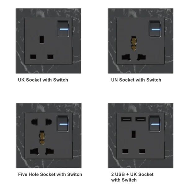 Reliable Natural Stone tomada de parede tomada inteligente Life Compatible à prova d'água durável com USB a e C portas