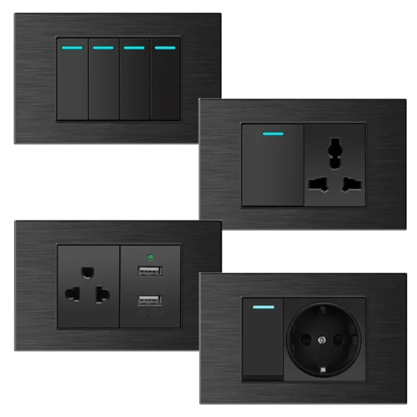US 4-Way 220V Wall Electrical Push Button inteligente Life durável à prova d'água alumínio Home luminária Switches Sockets