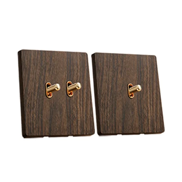 retrô Imitation Walnut Wood Grain PC Wall Switch tomada 1/2/3/4 Gang Single/Two Way Doorbell Switch com USB A+C