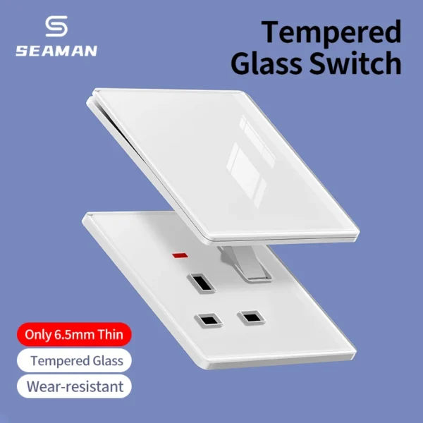 atacado Price Tempered White preto Glass retrô UK 15A 2 Gang 1 Way 2 Way 2 Gang 2 Way 2 Gang 3 Way Switched tomada Panel