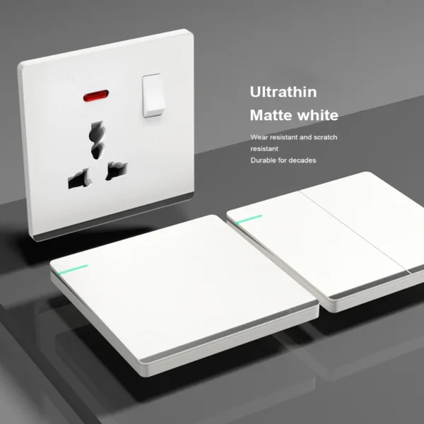 Ultrathin Matte preto Panel 86 estilo 5 Hole industrial Household Concealed USB Type C Charging Wall Switch tomada 16A Electrical