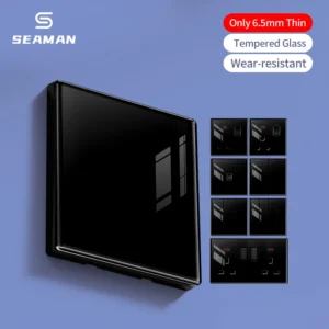 retrô Wall luminária Switch Panel LED Indicator UK Universal USB Electrical tomada Tempered Glass Wall 2 Gang 1/2way Switch