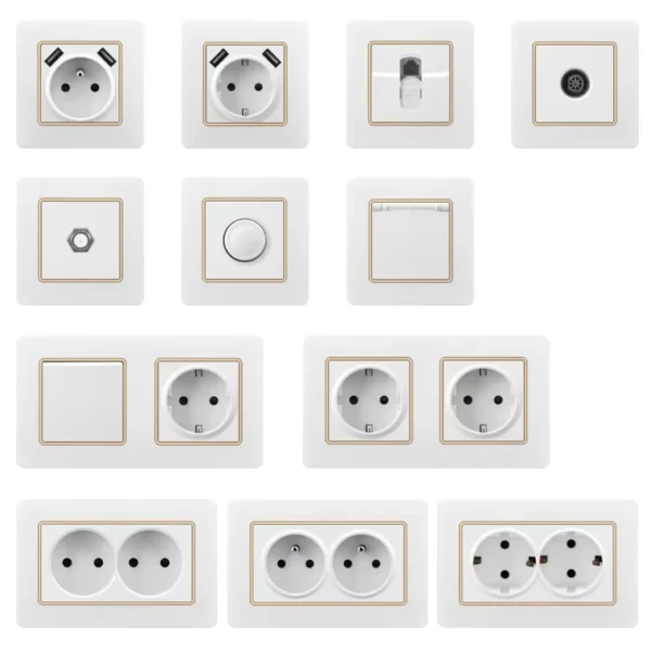 Pc Face Panel 2 Gang 2 Way retrô durável Wall Switch Surface Mounted Terminal luminária Switch Panel Electrical Equipment Switches