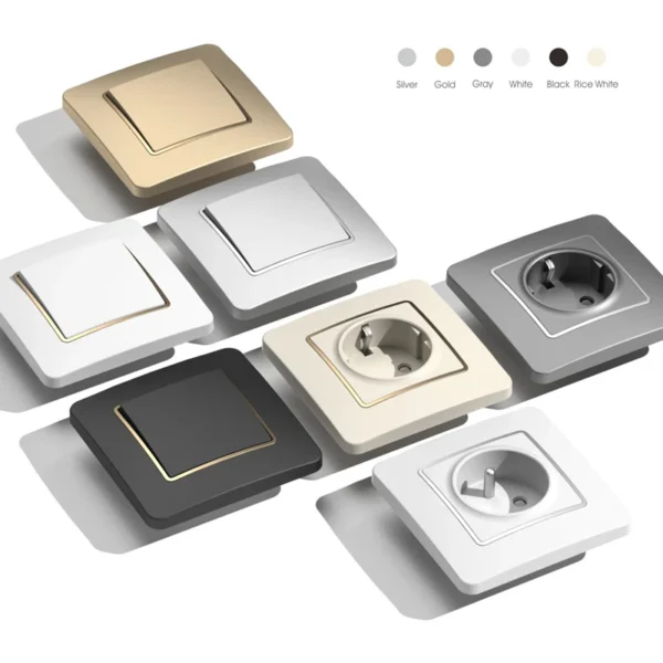 Best Selling EU Germany French Standard Gold Power tomada USB Type C porta Electric Wall luminária Switches plástico retrô