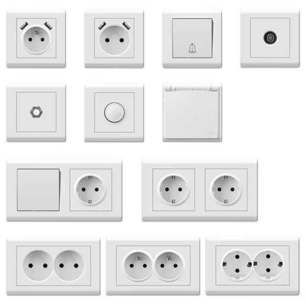 High Quality personalizado 82 PC Frame Wall Sockets & Switches 220V 16A com 2 USB a + 2 USB-C portas durável para EU