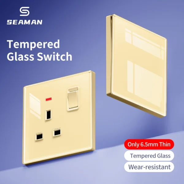 personalizado retrô durável Electrical luminária tomada de parede Glass Switches Panel tomada Gang UK US EU Standard Electric Switch Sockets