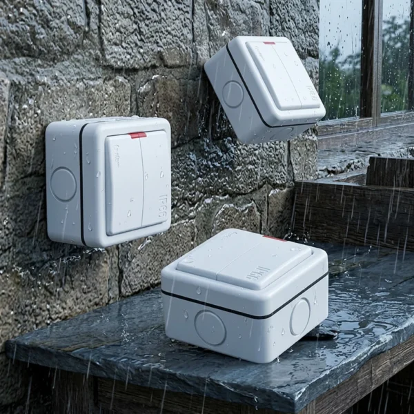 British Standard European estilo externo Rainproof IP66 Surface-Mounted Splash-Proof à prova d'água Switch