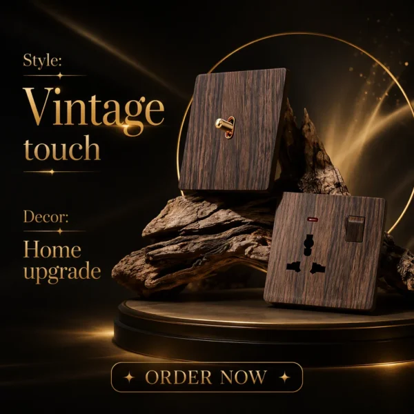 Imitation Walnut Wood Grain Wall Switch tomada 86 Type retrô Toggle Lever Universal tomada para casa Villa hotel Decoration
