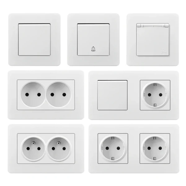 EU 1/2/3/4 Gang Ultra-Thin PC Rocker luminária Wall Electrical Switch com Indicator luminária 16A Skin Feel 1/2 Way retrô IP20