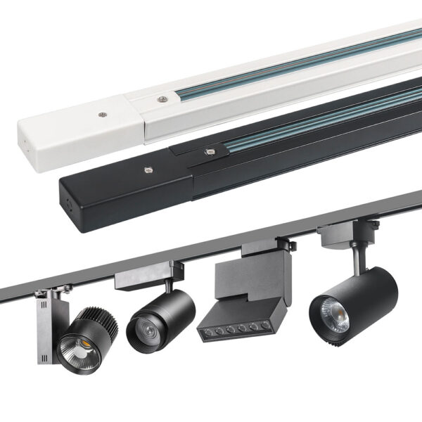 iluminação comercial 2/3/4 Wires Led Track luminárias Accessories Adapter LED Track Rail or 1M 2M 3M Rail Led lâmpada iluminação System