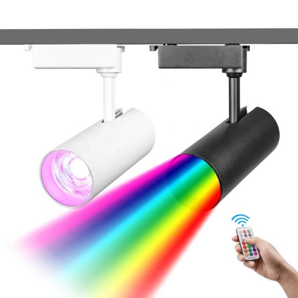 18w 30w RF controle remoto RGB dimerizável 4 Wire 3 Phase Led spot de trilho para área interna iluminação comercial