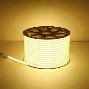 Dot Free 220v Led Strip IP65 à prova d'água Plug-In Fcob Led Strip 220v flexível PVC Tape externo 100m Led Strip luminárias