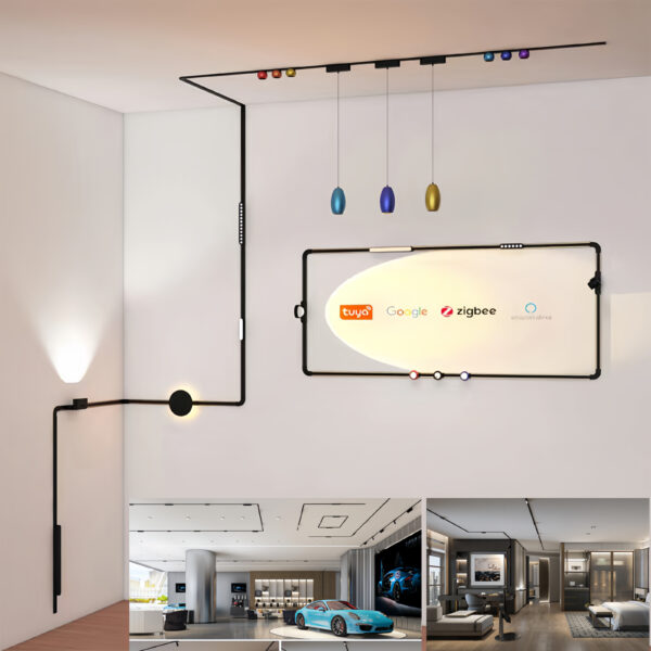Ultra Thin inteligente embutido magnético Track iluminação Tuya Zigbee 48V Slim LED White magnético Track spot luminária System