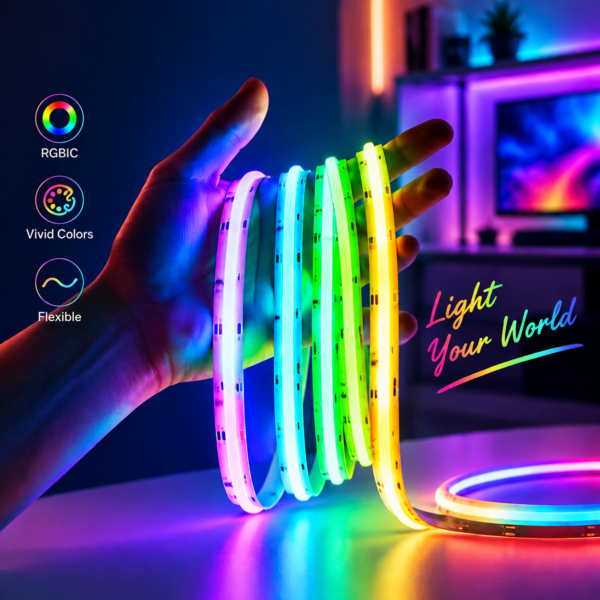 Multicolor RGBIC Addressable WS2811 inteligente Strip luminárias 12/24V Led luminárias Strips 10MM Cinta Luces Cob fita LED atacado
