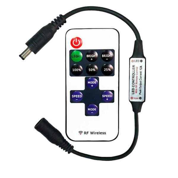 DC5V-24V Remote Controlled Mini RF fita LED Controller 12V Output Current COB LED luminária Strip