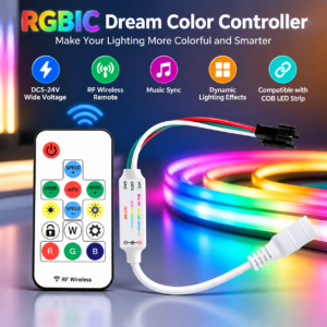 inteligente RGBIC Dream cor COB LED Strip Controller DC5-24V RF Wireless Remote Controller para fita LED