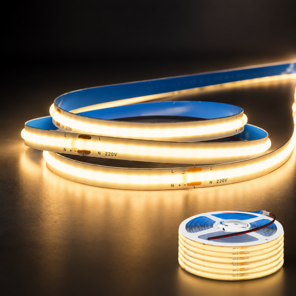 atacado 110V 220V Driverless COB fita LED Cuttable High Voltage FCOB flexível fita LED para área interna iluminação comercial
