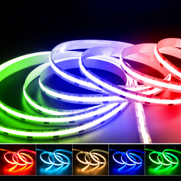 High Density 24V RGBCW flexível COB fita LED 840LEDs/M COB LED Strip para casa Decoration Cabinet Wardrobe Livingroom