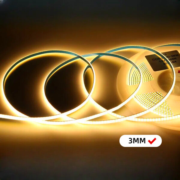 Ultra-Thin Cri 90 COB LED Strip luminárias 6000K 4000K 3000K 12v 24v inteligente 3mm 5mm 8mm Cob Decorative iluminação