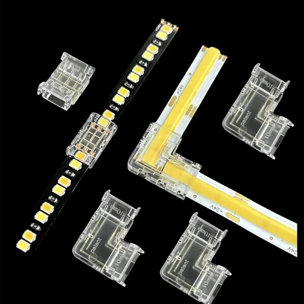 No Dark Area Cob LED Strip Corner Connectors 5mm 8mm 10mm 2/3/4 Pin iluminação Accessories