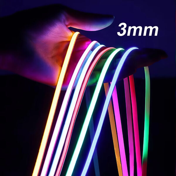 Factory 3mm Width Colorful Cob 12V Led Light Strip Cinta 24V 384LEDs/m Mini Customize Color Flexible Smart Cob Led Strip
