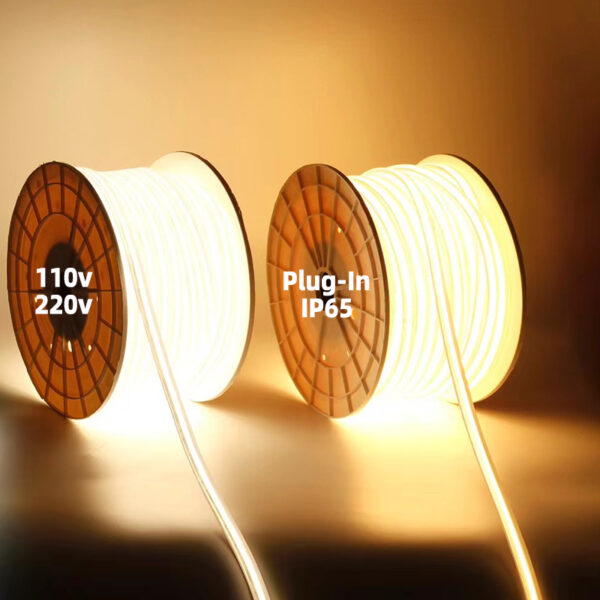 110V 220V Led Strips 30m No Drop Plug-in Led Strip 50m 100m Roll Cob Strip Ip65 à prova d'água Dot Free Cinta Led 110v