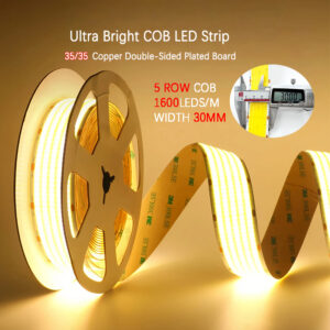 Ultra Bright 1600LEDs/m LED 24V Strips flexível 5 Row COB LED Strip CRI ≥90 Led luminária Strip 30mm PCB Width