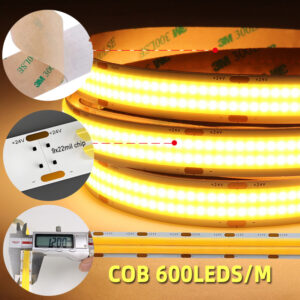 Ultra Bright 600LEDs/m 24V Double Row COB fita LED com WiFi/App Control CRI 90 5m Roll CE/RoHS Certified
