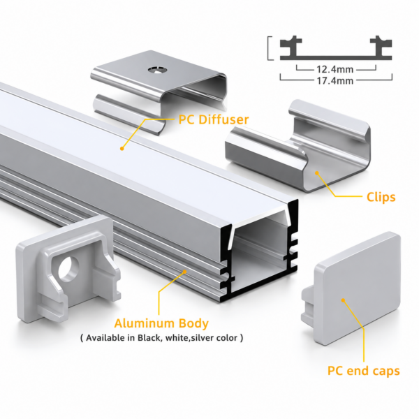 embutido Led linear Channel para Decorative iluminação Led Channel fita LED 1m 2m 3m Plaster Led Aluminium Profile para Leds