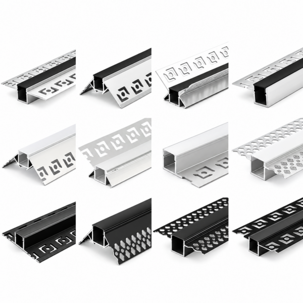 mais vendido 1M 1.5M 2M 3M Plaster Led Strip alumínio Profile Channel teto Drywall Profile luminária alumínio Perfiles De Aluminio