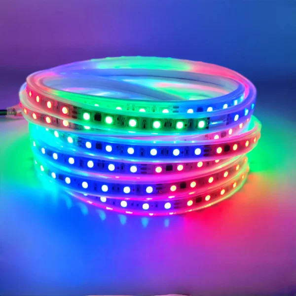 SMD RGBIC Strip luminárias 220V flexível IP65 à prova d'água Driverless Led luminárias Strips Tira De Luz Led Cuttable luminária em fita