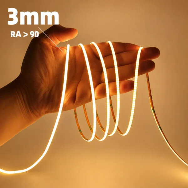mais vendido 3000k 4000k 6000k dimerizável 12v Cob Led Ultrathin 3mm CRI 90 Led Cob luminária 5mm 8mm 24v luminária Tape Strip