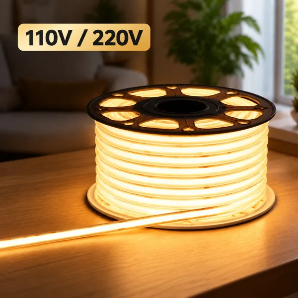 High Voltage 288 LEDs/m Led Strip 110V/220V Cob luminária IP65 à prova d'água Strip luminárias 3000K 4000K 6000K LED COB luminária em fita