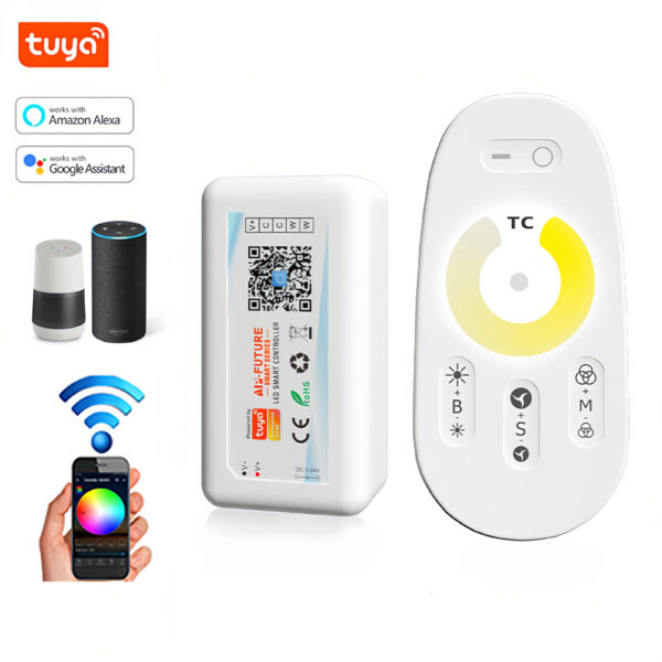 Tuya WiFi LED Controller DC12-24V luminária em fita Dimmer DIM CCT RGB RGBW RGBCW RGBCCT 2.4G controle remoto para iluminação interna