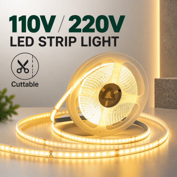 110V 220V High Voltage COB fita LED Driverless Dot Free Cuttable flexível Tape AC LED Strip para iluminação comercial Cinta