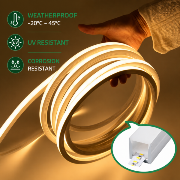24V LED Silicone luminária Strip externo IP67 à prova d'água flexível 12V Silicon Cover com LED Strips Tira De Luz Led