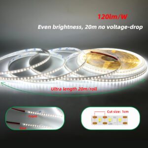 Ultra Long 20m flexível 24V Tape luminária 2835 120leds/m 8MM Width 3000k 4000k 6500k High Bright Flex SMD Led luminária Strip