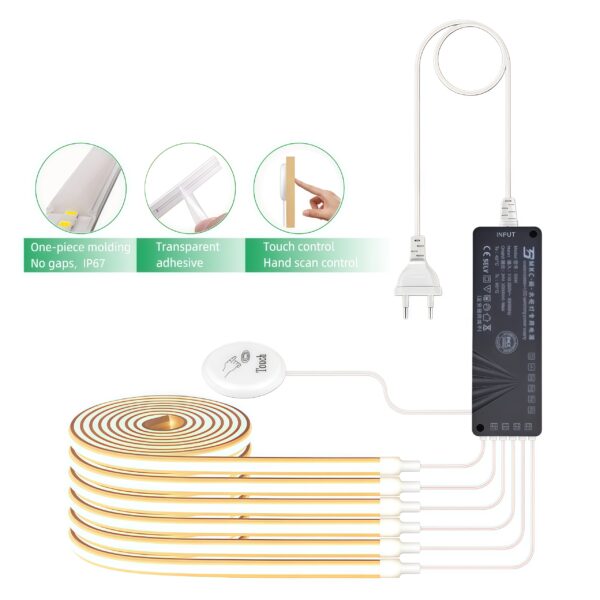 flexível 5 in 1 fita LED Kit 1M/2M FCOB 24v Silicone Strip com Motion Sensor LED Power Supply para Display iluminação