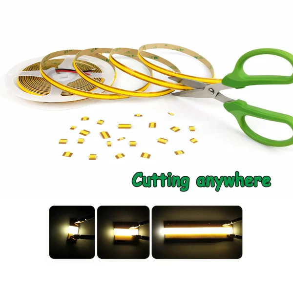 flexível Free Cuttable Cob Led Strip 528Leds Led Streifen 24V 12V Cob Free Cutting Strip para casa Decor