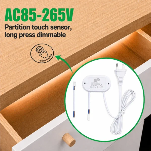 High Voltage 220V 110V fita LED Touch Switch 1A LED Touch Sensor Switch 3A Hidden Surface Wood Touch Sensor
