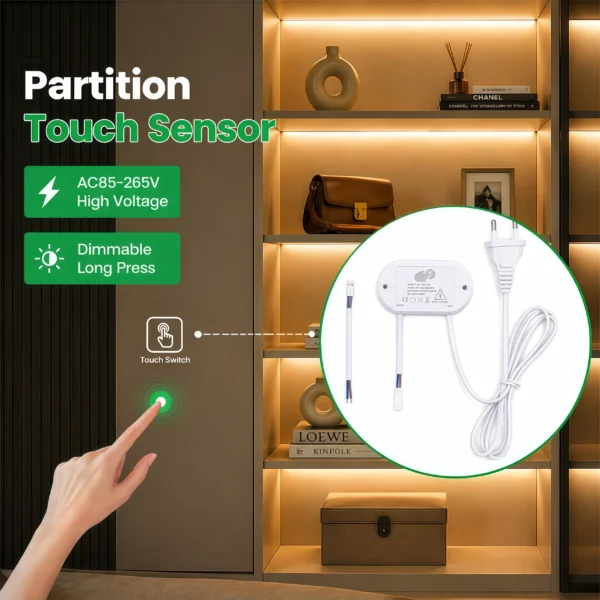 atacado AC 85V-265V fita LED Touch Switch dimerizável Cabinet Hidden instalação Penetrating Wood Touch Sensor