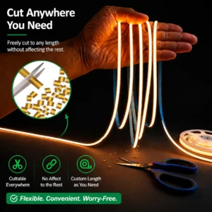 Cob Led Strip 5MM Copper Pcb Width 24V 12V Free Cuttable Flexible Cob Free Cut Strip for Landscape Lighting