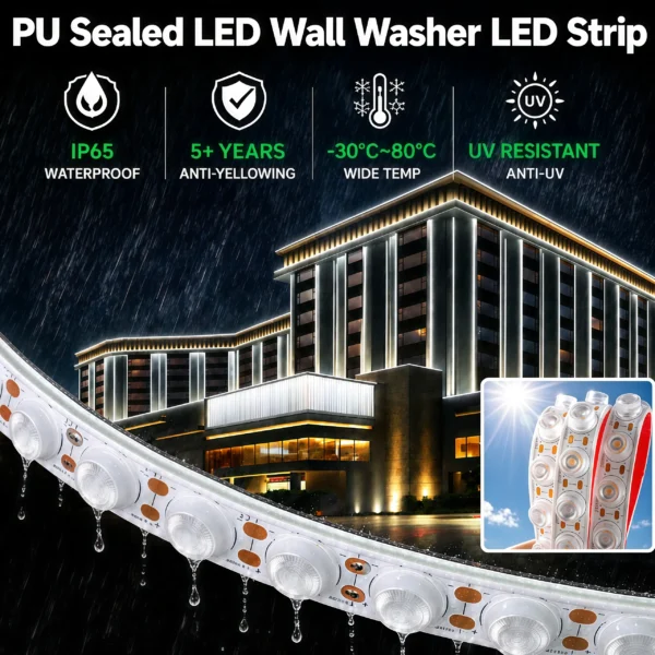 externo IP65 à prova d'água LED wall washer luminária Free Bend flexível PU luminária em fita para área externa Architecture Facade