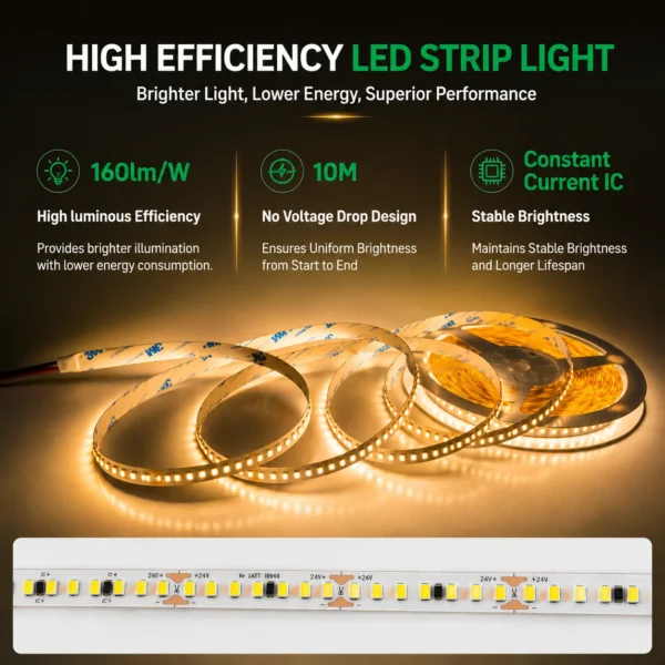 atacado 24V fita LED 160lm/W High Brightness 10M No Voltage Drop SMD fita LED para iluminação Distributors