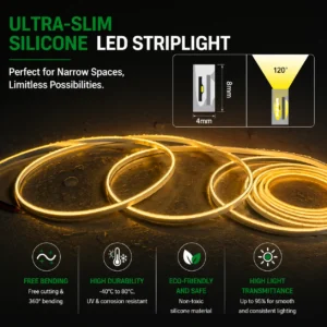Ultra Narrow Silicone 24V fita LED 4x8mm IP67 à prova d'água flexível iluminação para Cabinet e Furniture